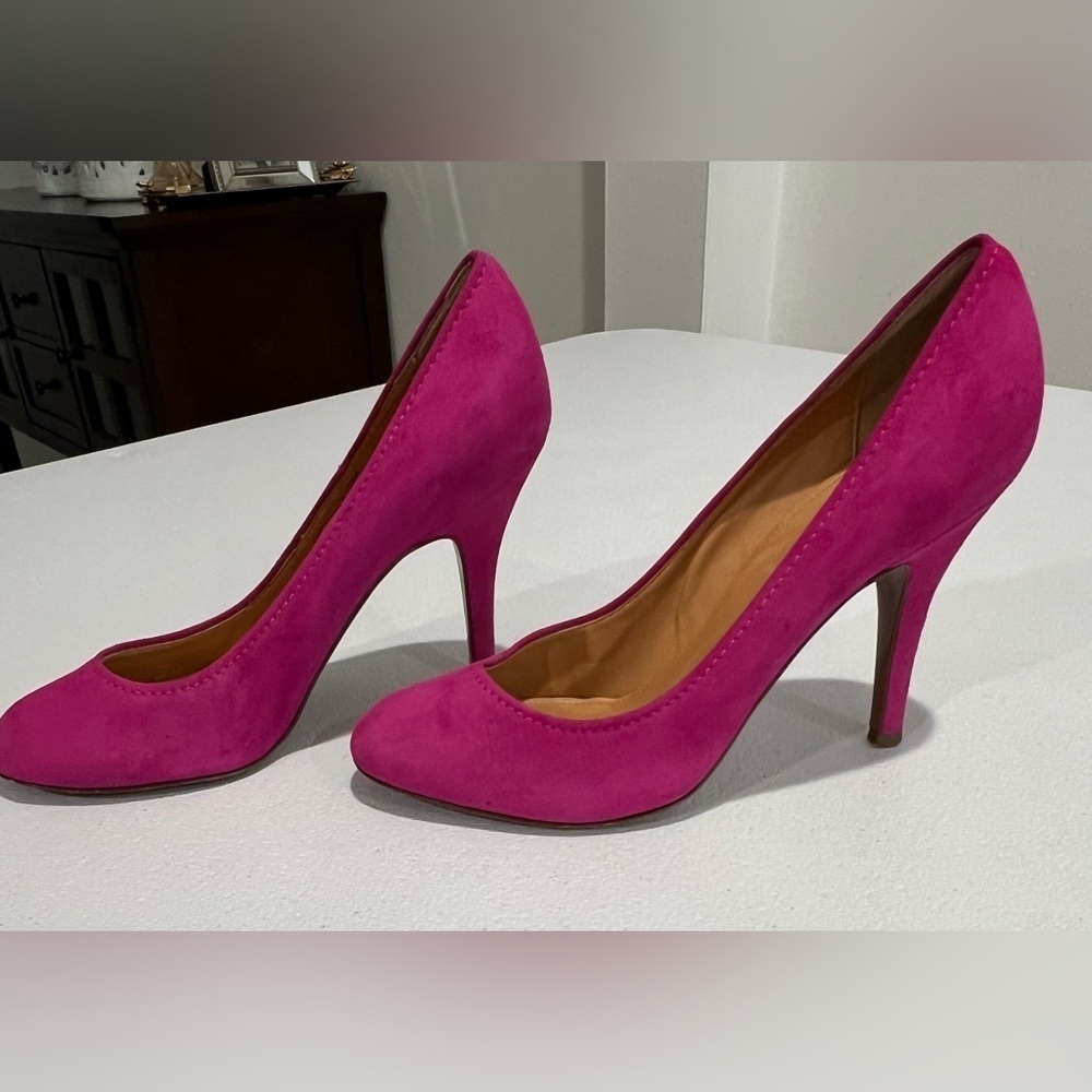 J.Crew Mona Pumps Italian Leather/Suede Excellent 6.5 wildberry - Picture 2 of 9